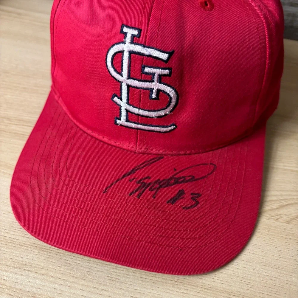 Vintage St Louis Cardinals Hat Cap Snap Back Red MLB Baseball Autographed
